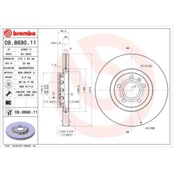 Brake Disc BREMBO 09.8690.11 OE Ref 4B0615301A