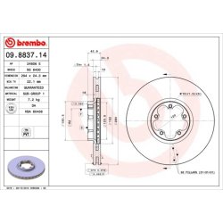 Brake Disc BREMBO 09.8837.14 OE Ref 1520373