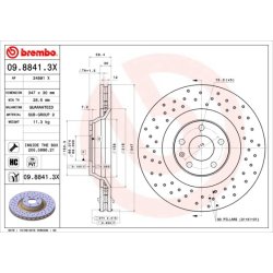 Brake Disc BREMBO 09.8841.3X OE Ref 4F0615301G