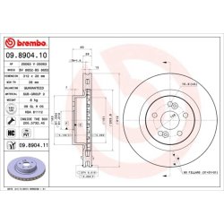 Brake Disc BREMBO 09.8904.11 OE Ref 7701210178