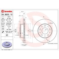 Brake Disc BREMBO 09.8932.10 OE Ref 1607872280