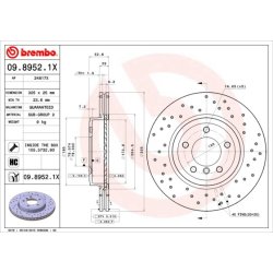 Brake Disc BREMBO 09.8952.1X OE Ref 34116769305
