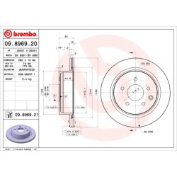 Disque de frein BREMBO 09.8969.21 pour DONGFENG FENGDU, INFINITI et plus.
