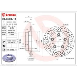Brake Disc BREMBO 09.8998.11 OE Ref 98735240101