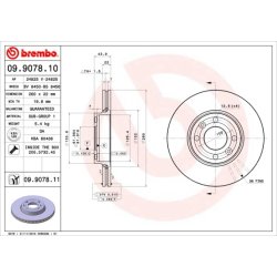Disque de frein BREMBO 09.9078.11 pour DACIA, LADA, NISSAN, RENAULT,