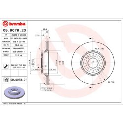 Brake Disc BREMBO 09.9078.21 OE Ref 8450006845