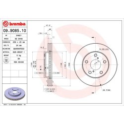 Brake Disc BREMBO 09.9085.10 OE Ref 4351217050