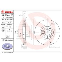 Brake Disc BREMBO 09.9363.21 OE Ref 51767382