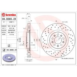 Brake Disc BREMBO 09.9365.2X OE Ref 51767384