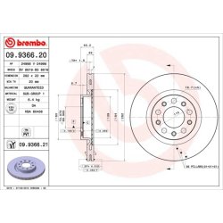 Brake Disc BREMBO 09.9366.21 OE Ref 51767380