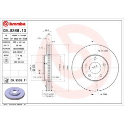 Brake Disc BREMBO 09.9368.11 OE Ref 402063Y502