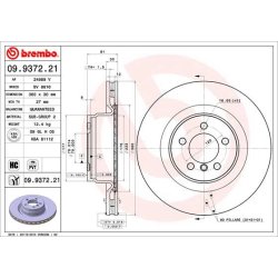 Brake Disc BREMBO 09.9372.21 OE Ref SDB500140