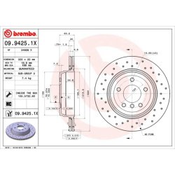 Brake Disc BREMBO 09.9425.1X OE Ref 34216772085