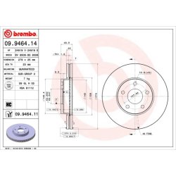 Brake Disc BREMBO 09.9464.11 OE Ref 1223665