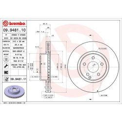 Brake Disc BREMBO 09.9481.11 OE Ref A2114210912