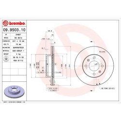 Brake Disc BREMBO 09.9503.10 OE Ref 5171207500