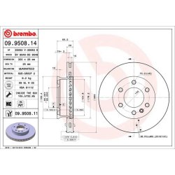 Brake Disc BREMBO 09.9508.11 OE Ref 9064210012