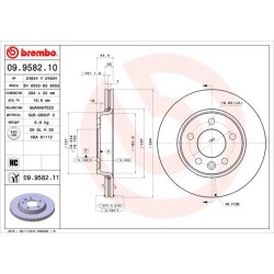 Brake Disc BREMBO 09.9582.11 OE Ref 7H0615601B