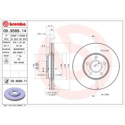 Brake Disc BREMBO 09.9589.11 OE Ref 1361300