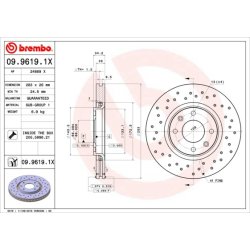 Brake Disc BREMBO 09.9619.1X OE Ref 1618862780
