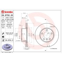 Brake Disc BREMBO 09.9750.21 OE Ref 34116792215
