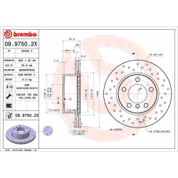 Brake Disc BREMBO 09.9750.2X OE Ref 34116792215