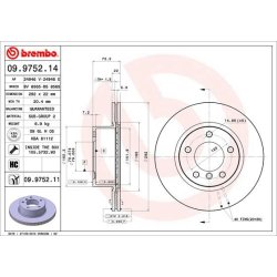 Brake Disc BREMBO 09.9752.11 OE Ref 34116854997