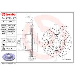 Brake Disc BREMBO 09.9752.1X OE Ref 34116854997