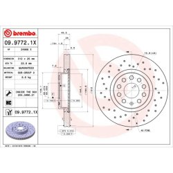 Brake Disc BREMBO 09.9772.1X OE Ref 5C0615301B
