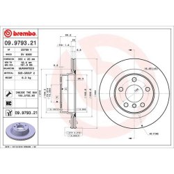 Brake Disc BREMBO 09.9793.21 OE Ref 34216792227