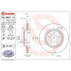Disque de frein BREMBO 09.9827.11 pour VOLVO, VOLVO ASIA XC90, XC