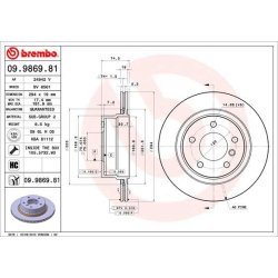 Brake Disc BREMBO 09.9869.81 OE Ref 34216766219