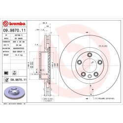 Brake Disc BREMBO 09.9870.11 OE Ref 7L8615301A
