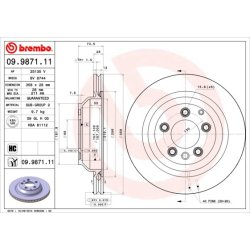 Brake Disc BREMBO 09.9871.11 OE Ref 7L8615601A
