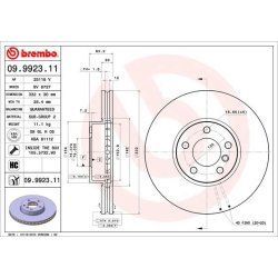 Brake Disc BREMBO 09.9923.11 OE Ref 34116793245
