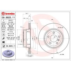 Brake Disc BREMBO 09.9925.11 OE Ref 34216793247