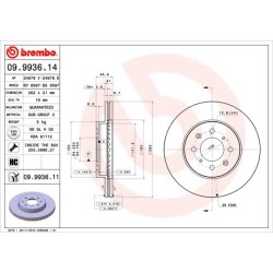Brake Disc BREMBO 09.9936.11 OE Ref 45251S5DA10