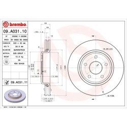 Brake Disc BREMBO 09.A031.11 OE Ref 52089269AB