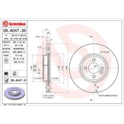 Brake Disc BREMBO 09.A047.31 OE Ref 34116858652