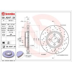 Brake Disc BREMBO 09.A047.3X OE Ref 34116858652
