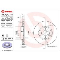 Brake Disc BREMBO 09.A047.41 OE Ref 34116768933