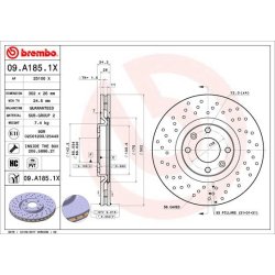 Brake Disc BREMBO 09.A185.1X OE Ref 1618864980