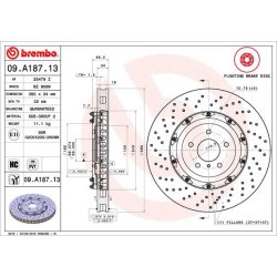 Brake Disc BREMBO 09.A187.13 OE Ref 40206JF20A