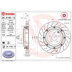 Brake Disc BREMBO 09.A190.13 OE Ref 43206KJ10A