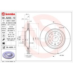 Brake Disc BREMBO 09.A200.11 OE Ref 5Q0615601E