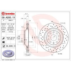 Brake Disc BREMBO 09.A200.1X OE Ref 5Q0615601E