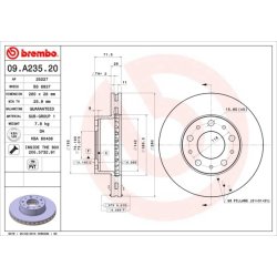 Brake Disc BREMBO 09.A235.20 OE Ref 1611842080