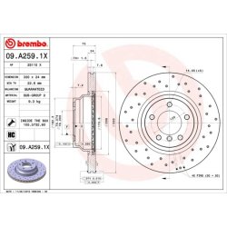 Brake Disc BREMBO 09.A259.1X OE Ref 34116854999