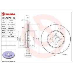 Brake Disc BREMBO 09.A275.10 OE Ref 2M5V1125AB