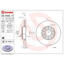 Brake Disc BREMBO 09.A428.11 OE Ref JZW615301B